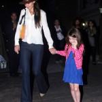 Katie Holmes and Suri Cruise step out for dinner at Joanne on the Upper West Side in New York City, NY on March 21, 2012.