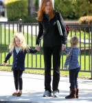 Marcia Cross spotted picking up her twin daughters Eden and Savannah from school in Santa Monica, California on March 19, 2012