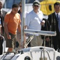 Robert De Niro, his wife Grace Hightower, their son Elliot De Niro and other family members spending the day out on yacht in Perth, Western Australia on March 26, 2012.