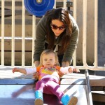 Bethenny Frankel takes her daughter Bryn Hoppy to a playground.