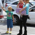 Kingston & Zuma Rossdale Running Errands With Their Nanny