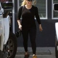 New mom Hilary Duff made her way into a Pilates Studio in Los Angeles, California on April 6, 2012. After her class she headed to her mothers house for a visit.