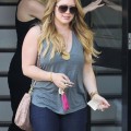 Actress Hilary Duff seen leaving the Nine Zero One Salon after getting her hair done in West Hollywood, California on April 20, 2012.