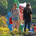 Fashion designer Nicole Richie was seen enjoying a sunny Easter day at the park, and looking at sculptures with daughter Harlow on April 8, 2012.