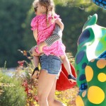 Fashion designer Nicole Richie was seen enjoying a sunny Easter day at the park, and looking at sculptures with daughter Harlow on April 8, 2012. Fashion designer Nicole Richie was seen enjoying a sunny Easter day at the park, and looking at sculptures with daughter Harlow on April 8, 2012.