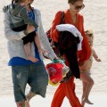 Nicole Richie and husband Joel Madden taking Harlow and Sparrow to the beach in Malibu April 9