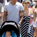 Tia Mowry and husband Cory Hardrict enjoy a day with their baby son Cree at the Farmer's Market in LA