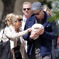 "Thor" star Chris Hemsworth and his wife Elsa Pataky take a walk through London, England on May 16, 2012 with their newborn daughter India Rose (born on May 11, 2012). They were joined by Chris and Elsa's family.