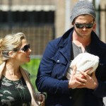"Thor" star Chris Hemsworth and his wife Elsa Pataky take a walk through London, England on May 16, 2012 with their newborn daughter India Rose (born on May 11, 2012). They were joined by Chris and Elsa's family.