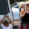Gwen Stefani took sons Kingston and Zuma along with their grandma to their school festival in Encino, CA on May 6th, 2012. While there, an ambulance showed up rumored to be for the singer!
