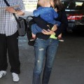 Jennifer Connelly & Paul Bettany arriving in Nice with daughter Agnes for the 2012 Cannes Film Festival - May 17