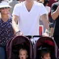 Mark Mcgrath spends the day with his twins Lydon and Hartley at the Farmer's Market in Los Angeles