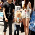 Pete Wentz enjoys a fun Sunday with girlfriend Megan Camper and his son Bronx at the Farmer's Market