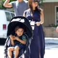 Kourtney Kardashian her husband Scott Disick and son Mason at the Calabasas farmers market - June 16