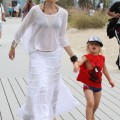 Gwen Stefani takes her son Zuma to the beach with some friends in Santa Monica, California on July 14, 2012.
