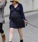 Expecting “True Blood” actress Anna Paquin enjoyed a stroll with her dog and a pal in Venice, California on August 24, 2012. She was wearing a dark blue dress that showed off her growing baby bump.