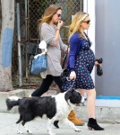 Expecting “True Blood” actress Anna Paquin enjoyed a stroll with her dog and a pal in Venice, California on August 24, 2012. She was wearing a dark blue dress that showed off her growing baby bump.