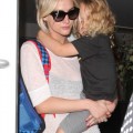 Singer Ashlee Simpson arrived at the LAX Airport in Los Angeles, California on August 29, 2012 with her son Bronx Wentz in her arms to catch a flight out of town.