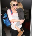Singer Ashlee Simpson arrived at the LAX Airport in Los Angeles, California on August 29, 2012 with her son Bronx Wentz in her arms to catch a flight out of town.