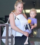 Christina Applegate and her daughter Sadie stopping by a Health And Wellness center while out running errands in Sherman Oaks, California on August 22, 2012.