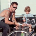 'Total Recall' actor Colin Farrell takes his son Henry out for an ice cream cone at Baskin-Robbins in Los Angeles, California on August 20, 2012. Afterwards they stop at a local newsstand and Colin buys Henry a children's book.