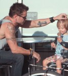'Total Recall' actor Colin Farrell takes his son Henry out for an ice cream cone at Baskin-Robbins in Los Angeles, California on August 20, 2012. Afterwards they stop at a local newsstand and Colin buys Henry a children's book.