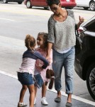 Halle Berry takes her daughter Nahla and a friend to the movies in Hollywood, California on August 25th, 2012.