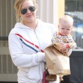 Hilary Duff and son Luca stop by a mall to do a bit of shopping in Sherman Oaks, California on August 25, 2012. Afterwards they stop by a farmers market to pick up some groceries in Beverly Hills