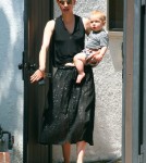 'Mad Men' actress January Jones and her son Xander spotted out for lunch with some friends in West Hollywood, California on August 21, 2012.