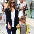 Jessica Alba and Cash Warren take their daughters Honor and Haven to breakfast at Nate 'N Als Delicatessen in Beverly Hills, California on August 25th, 2012.