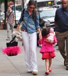 Actress Katie Holmes takes her daughter Suri Cruise to the Make Meaning activity center in New York City, New York on August 20, 2012.