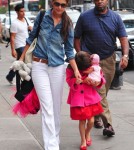 Actress Katie Holmes takes her daughter Suri Cruise to the Make Meaning activity center in New York City, New York on August 20, 2012.