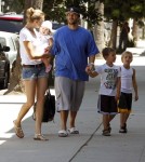 Kevin Federline and his longtime girlfriend Victoria Prince took their daughter Jordan Kay and his boys Sean and Jayden to get their hair cut at The Yellow Balloon salon in Studio City, California on August 15, 2012.