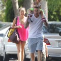 Singer Mark McGrath walked back to the car with his wife Carin Kingsland and their twins Lydon Edward and Hartley Grace after attending a kidÕs party in Los Angeles, California on August 22, 2012.