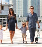 Matthew McConaughey takes the day with his family on the coast in New York, New York on August 26th, 2012. Pregnant wife Camila Alves held onto Vida while Matthew clutched onto Levi.