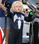 Gwen Stefani and Gavin Rossdale's son Zuma pumping gas while out with his nanny in Sherman Oaks, California on August 23, 2012. Zuma was even sporting some kind of superhero outfit