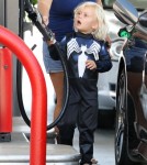 Gwen Stefani and Gavin Rossdale's son Zuma pumping gas while out with his nanny in Sherman Oaks, California on August 23, 2012. Zuma was even sporting some kind of superhero outfit