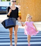 Victoria's Secret model Alessandra Ambrosio and daughter Anja Mazur were seen grabbing Pinkberry in Los Angeles, California on September 13, 2012.