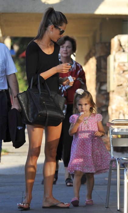 Victoria's Secret model Alessandra Ambrosio and daughter Anja Mazur were seen grabbing Pinkberry in Los Angeles, California on September 13, 2012.