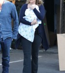 Elizabeth Berkley, her husband Greg Lauren and their new born son Sky Lauren out shopping at Bel Bambini in Beverly Hills, California on September 17, 2012.