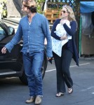 Elizabeth Berkley, her husband Greg Lauren and their new born son Sky Lauren out shopping at Bel Bambini in Beverly Hills, California on September 17, 2012.