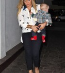 Hilary Duff was seen while out for her birthday dinner with her family, Mike and Luca Comrie, at a restaurant in Beverly Hills, California on September 28, 2012.