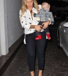 Hilary Duff was seen while out for her birthday dinner with her family, Mike and Luca Comrie, at a restaurant in Beverly Hills, California on September 28, 2012.