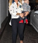Hilary Duff was seen while out for her birthday dinner with her family, Mike and Luca Comrie, at a restaurant in Beverly Hills, California on September 28, 2012.