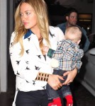 Hilary Duff was seen while out for her birthday dinner with her family, Mike and Luca Comrie, at a restaurant in Beverly Hills, California on September 28, 2012.