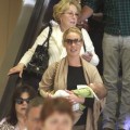 Katherine Heigl, her mom Nancy, husband Josh and new baby Adalaide arriving on a flight at LAX airport in Los Angeles, California on September 6, 2012. The family was met at the airport by her adopted sister Meg Heigl