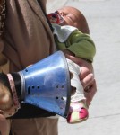 Katherine Heigl, her mom Nancy, husband Josh and new baby Adalaide arriving on a flight at LAX airport in Los Angeles, California on September 6, 2012. The family was met at the airport by her adopted sister Meg Heigl