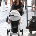 Reality stars Kim, Khloe, Kourtney Karadashian and her kids Mason and Penelope arriving at their hotel in Miami, Florida on September 15, 2012.