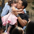 Mario Lopez brings his daughter Gia to meet Elmo from Sesame Street on the show EXTRA in Los Angeles, California on September 20, 2012.