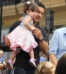 Mario Lopez brings his daughter Gia to meet Elmo from Sesame Street on the show EXTRA in Los Angeles, California on September 20, 2012.